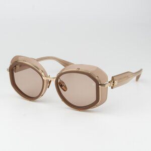 Balmain Men Sunglasses Titanium Nude Gold Brown Round BRIGITTE BPS-129C-53